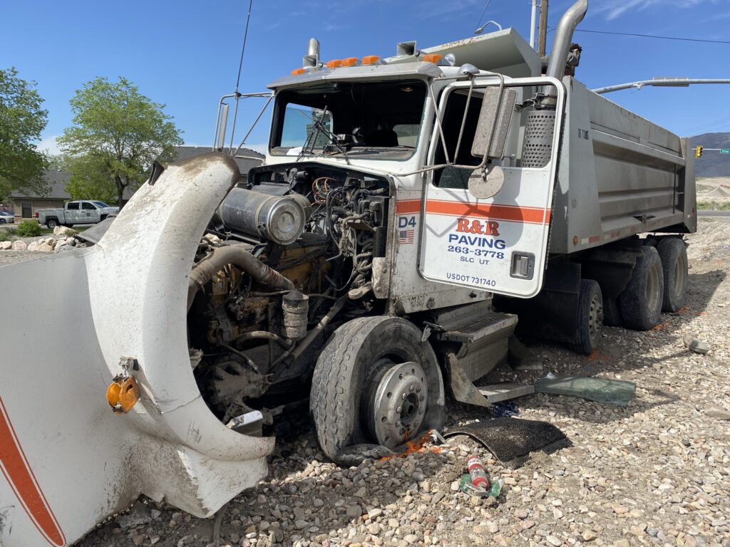 IMG_0938 - THE Utah Injury Lawyer | Catastrophic Injury & Wrongful Death trucking accident scene dump truck