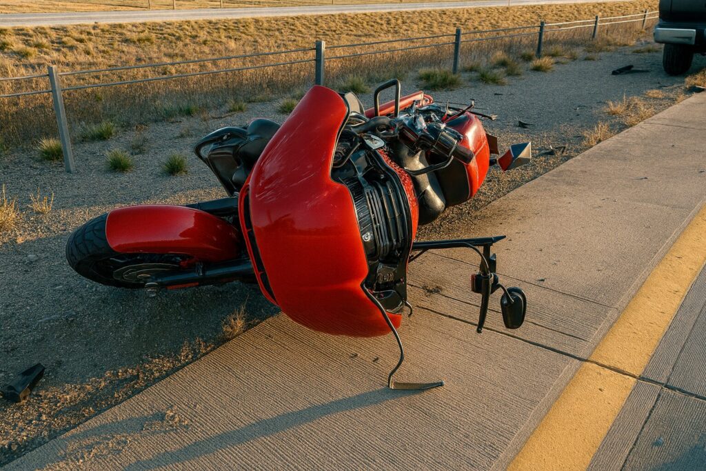 motorcycle red freeway crash scene - THE Utah Injury Lawyer | Catastrophic Injury & Wrongful Death red motorcycle crash scene freeway